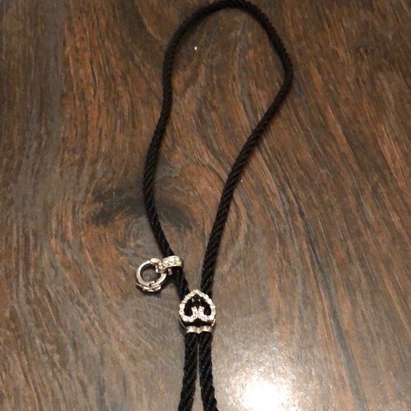 Bolo tie black cord and crystal necklace - Picture 6 of 9